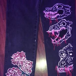 HellDragon x Rose Handpainted Vintage jeans